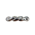 Polished silver leaf feather hair clip with a twisted metallic texture and spring closure - Silver Twisted Texture