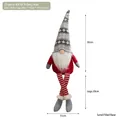 Gnomo di Natale con cappello grigio a maglia, gambe estensibili e base con sabbia - Gambe a Righe Cappello Grigio (A410-9) / 30cm