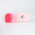 Pink gradient silicone pencil case with cute 3D charms and perforated design - Small / Rainbow Pink