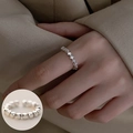 Verstellbarer Silberring mit geometrischen Perlen im Punk-Stil für Damenmode - Einstellbar Offen / Rhombus Perlenkette Offener Stil (JZ9826)