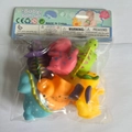 Baby bath set with colorful rubber dinosaur squeaky toys in transparent packaging - 6-Piece Flower Dinosaur Group