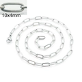 Polished silver stainless steel chain with 10x4mm oval links and lobster clasp - Square Wire Cross Chain / Bracelet 20CM / Steel