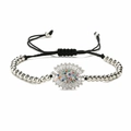 Pulsera ajustable cruz de amor con circonitas de colores y cordón trenzado mujer - Circonia Multicolor Radial (D)