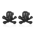 Polished black skull and crossbones stud earrings in high-quality stainless steel - Skull Stud Earrings Black (MS-393)