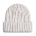 Gorro clásico de punto acanalado blanco con dobladillo para el invierno - Blanco