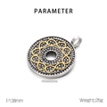 Détail du pendentif rond 38mm en strass avec motif géométrique et caractéristiques - Style Chiffre 8 Rond avec Strass (KP120333-K)