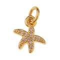 Detailopname van gouden zeester hanger met fonkelende kristallen op witte achtergrond - Zeester 3