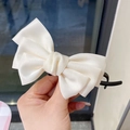 Fermaglio per capelli con fiocco in seta crema per bambine, elegante design doppio - 283 Clip a Torsione con Fiocco [Bianco Sporco]