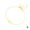 Minimalist 18K gold-plated bracelet featuring a letter V pendant and adjustable chain - Letter V
