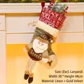 Christmas stocking with 3D Santa Claus figure, linen fabric, size 48x30cm hanging on fireplace - Santa Claus Style (065-A)