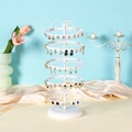 Rotating white metal jewelry stand with 5 tiers for earring storage and display - 5 Layers White 210 Holes