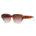 Retro square sunglasses with gradient amber frames and brown lenses for a vintage look - Amber Gradient Frame Tea Lens