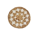 Nordic bohemian round woven straw wall decor with white geometric embroidery - Type B (Geometric Concentric)