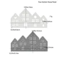Vue détaillée des moules en silicone pour quatre maisons avec fenêtres en forme de cœur - D5961-1 Moule en silicone pour panneau de maison à quatre cavités
