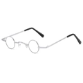 Retro small round punk sunglasses with polished silver metal frame and black temple tips - Silver Frame Clear Lenses