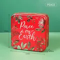 Rode kerstblikken doos met Peace on Earth motief en afmetingen van 17x17x6,5 cm - Rood - Peace on Earth