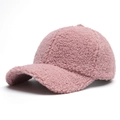 Casquette de baseball en laine d'agneau rose avec visière courbée classique pour l'hiver - Réglable / Violet