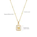 French vintage gold stainless steel necklace with square shell pendant and butterfly - Square Shell Butterfly Necklace / Gold