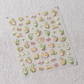 3D embossed nail art stickers featuring dragon cartoon and lily of the valley motifs - Cartoon Dragon Bow Embossed Style (MN372-浮雕)