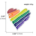 Rainbow heart enamel pin with 0.99x0.95 inch size guide and 4.0g weight specification - Rainbow Heart Style (A00333)