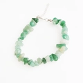 Detailed view of irregular green semi-precious stone chips bracelet with silver clasp - Green Aventurine