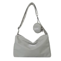 Light sage green nylon crossbody bag with small round coin purse and fashion tag - No Pendant / Green