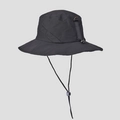 Detail eines schwarzen Nylon-Sonnenhuts mit verstellbarem Kordelzug und wasserabweisender Textur - M (56-58cm) / Schwarz