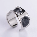 Anillo irregular minimalista de plata con incrustación negra mate para hombre y mujer - US 6 / Color Acero