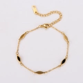 Pulsera ajustable de acero inoxidable dorado con dijes de marquesa negros y cierre de langosta - Dorado