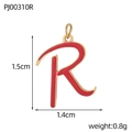 Detail of red enamel golden letter R pendant with dimensions and weight 1.5cm x 1.4cm - Letter R-Red