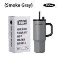 Smoky grey 710ml insulated stainless steel tumbler with handle, straw and gift box - Grey With Handle