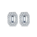 S925 sterling silver emerald cut moissanite halo stud earrings in brilliant silver finish - 0.5ct Ear Studs