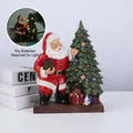 Resin Santa Claus and Christmas Tree figurine with LED lights and dog ornament - Santa With Christmas Tree LED