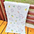 White cotton six-layer gauze baby towel featuring cute cartoon rabbit and lemon patterns - Neckerchief / Rabbit Style