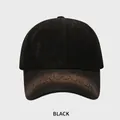 Distressed black cotton baseball cap with vintage MENGDUJIA letter embroidery design - M (54-58cm) / Black