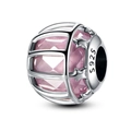 Exquisita cuenta de plata esterlina S925 con gema rosa y diseño de estrella hueca - Estrella Hueca Incrustada Gema Rosa (20 ZZ0106)