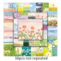 Set di 50 adesivi unici fiori pittura a olio per scrapbooking fai da te e bottiglie - 50 Pezzi Pittura a Olio Fiori-593
