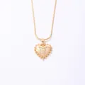 Golden heart pendant necklace with Zircon-encrusted letter W on a sleek 50cm snake chain - Letter W