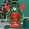 Scatola regalo di Natale rossa con corna di renna, fiocco e finestra trasparente - Con Nastro e Etichetta / Verde Corno Rosso (Base Rossa)