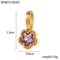 Detailed view of a star-shaped gold pendant with purple zircon gemstone and dimensions - BP48751B2A2 / Purple