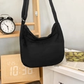 Bolso bandolera negro minimalista de gran capacidad con correa ajustable en negro - Negro