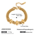 Goldfarbenes, mehrlagiges Edelstahlarmband mit ovalen Anhängern und Karabinerverschluss - Dreifach-Ovalblock-Lagenkette-JDB0303006