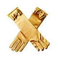 Gants de cérémonie dorés en satin pour enfants avec nœud et perles pour robe de princesse - Or