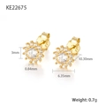 Elegant 925 sterling silver gold plated sunflower stud earrings with zircon stones - White