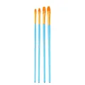 Sky blue professional art brush set with four sizes and orange synthetic fibers - 4Pcs Filbert HB023C / Blue