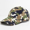 Gorra de béisbol de pana de camuflaje en verde oscuro y marrón para exteriores - Ajustable (55-60cm) / Blanco Roto
