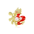 Vintage golden dragon brooch with red enamel and pearl inlay for men suits - Red Enamel Pearl Dragon