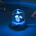 3D jellyfish crystal ball night light on astronaut moon base with blue glow - Jellyfish-6cm Ball