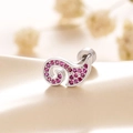 Orecchino a perno in argento con zirconi viola e chiusura a vite di sicurezza - Zirconia Viola Rosato Swirl (A361-2#)