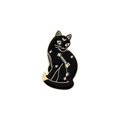 Emaille zwarte kat broche met gouden maan en sterren voor cartoon accessoires - Sterrenhemel Zwarte Kat Stijl (xz3407)